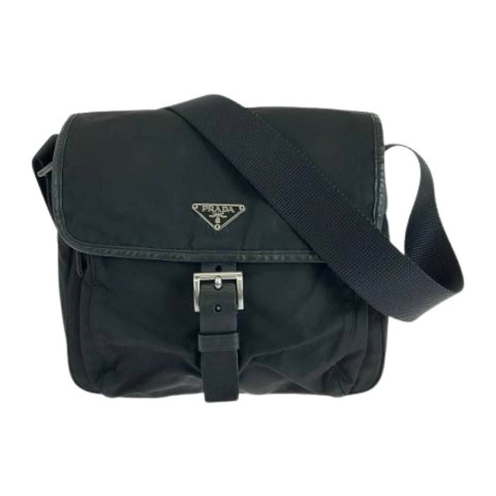 Prada Vintage Pre-owned Nylon Tessuto Triangle Logo Crossbody - Vintage - Dame - Sort - ONE SIZE - Nylon