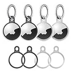 Stouchi 4-pack] AirTag nyckelring rostfritt stål Air Tag Case Holder Cover med 4 nyckelringar enkel installation smal design för AirTags Key Finder Air Tags tillbehör