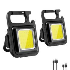 YiYFiT 2-pack mini bärbar uppladdningsbar lampa 800 lumen COB ficklampa med 4 lägen, vattentät nyckelring ficklampa för inomhus- och utomhuscamping fiske