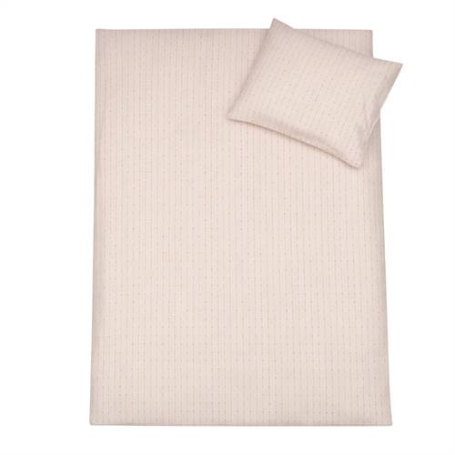 Sängset med blommiga ränder - 100% bomull - Junior 100x140 cm - Sand/brun