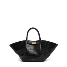 Midi New York Croc Effect Leather Bag - Black - 01