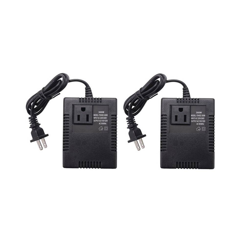 2X 300W 220/240V to 110/120V Ac Step Down Travel Voltage Transformer Converter Us Plug