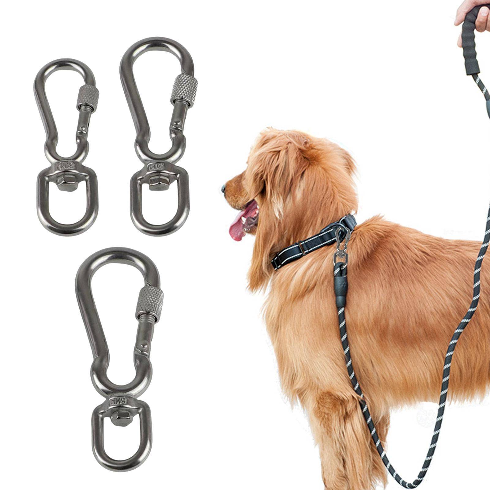 Karbinhake i rostfritt stål Fjäder Husdjursspännen för att länka Hundkoppel Halsband Hundkedja Utomhusutrustning gray