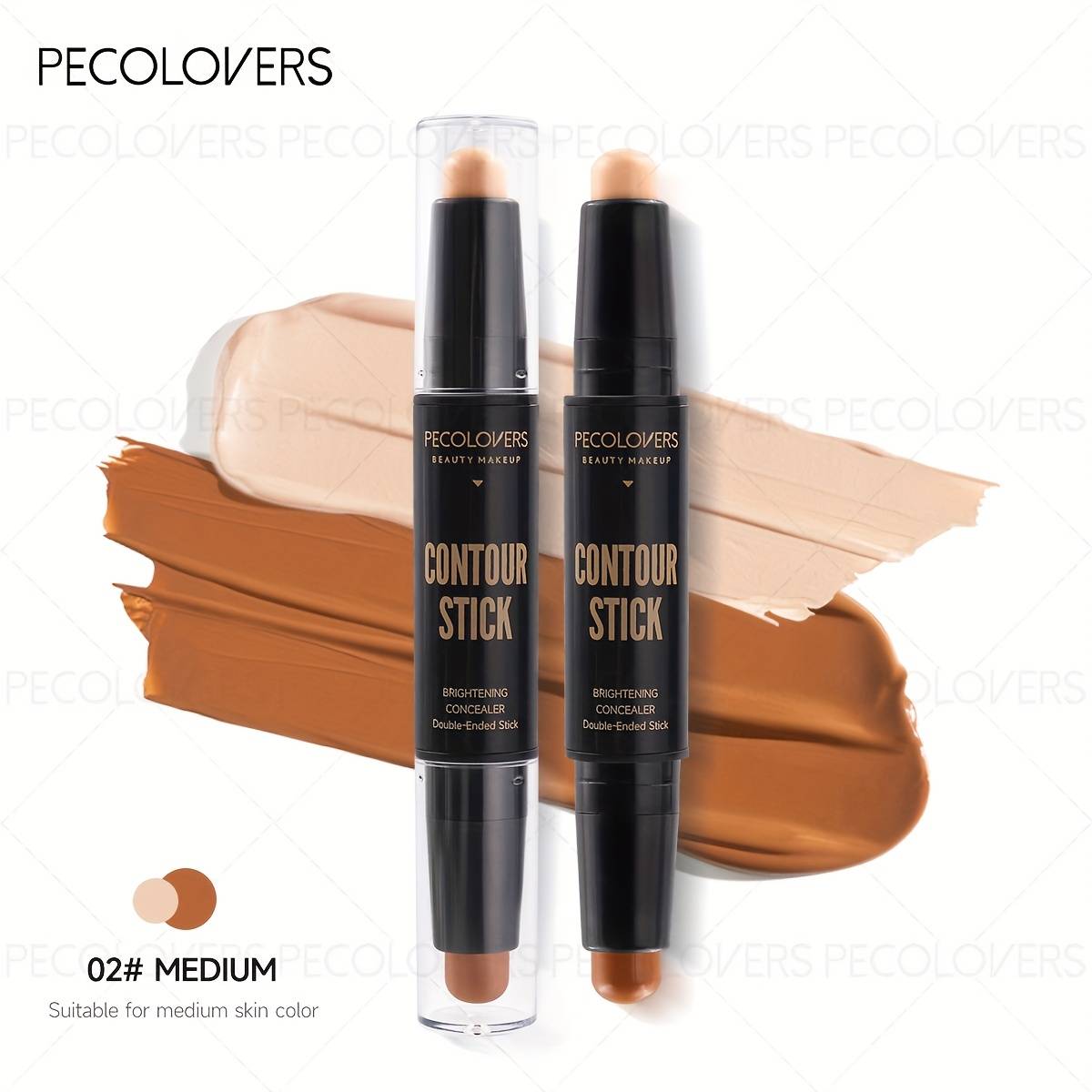 TEMU Waterproof & Sweatproof Double-head Contour - Face Powder Formula, -ended Powder For Nose Shadow & Cheek Definition, Coverage For V-shaping & Contouring (slightly)