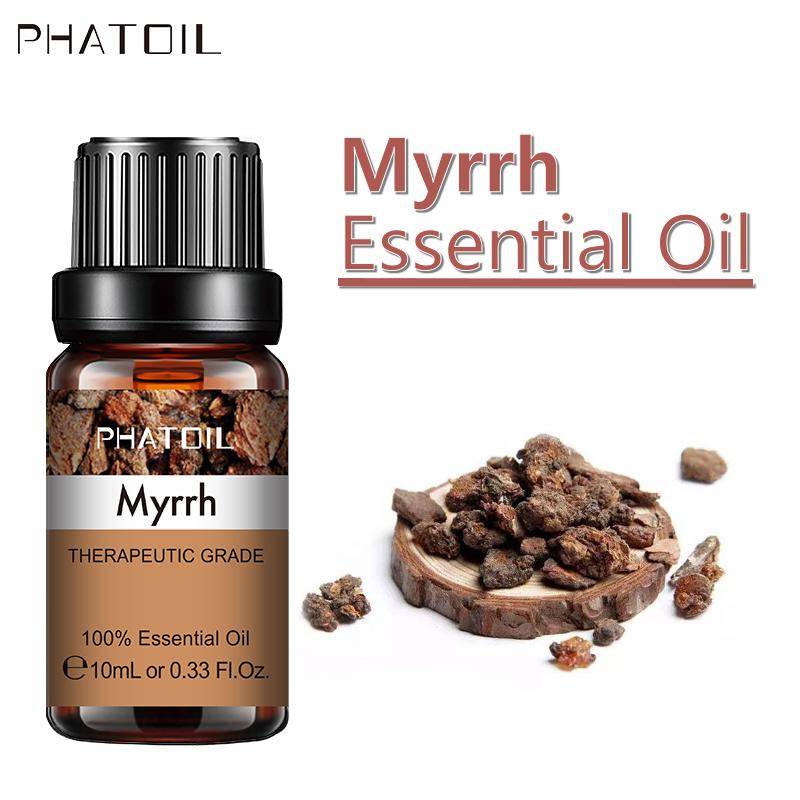 PHATOIL Myrra Ren eterisk olja för uppfriskande boost immunitet Lindra stress Sterilisering 5ml/10ml/15ml/30ml/100ml Myrraaromaolja