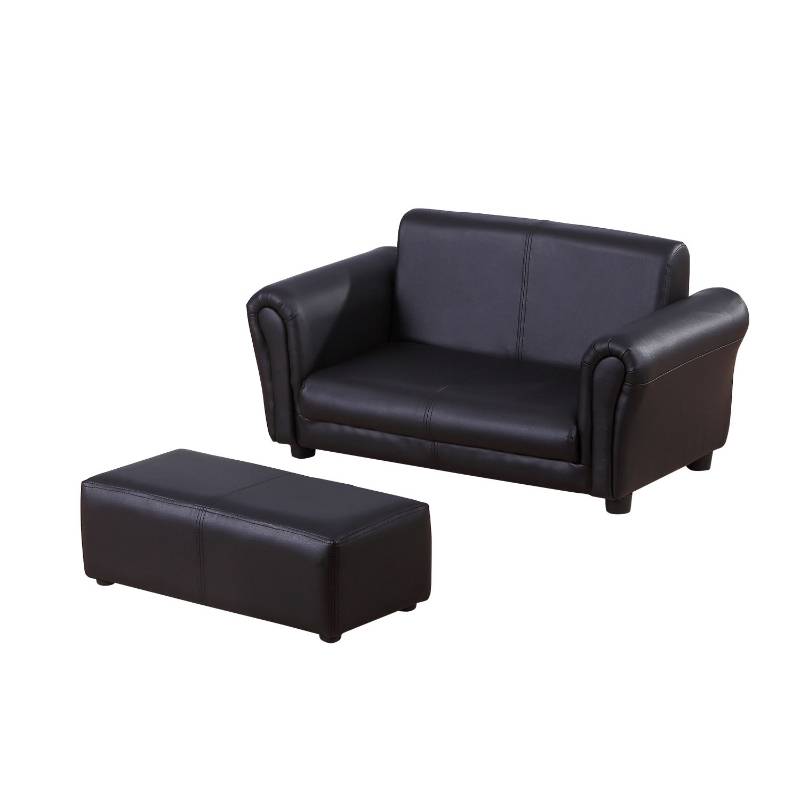 Barnsoffa med fotpall konstläder