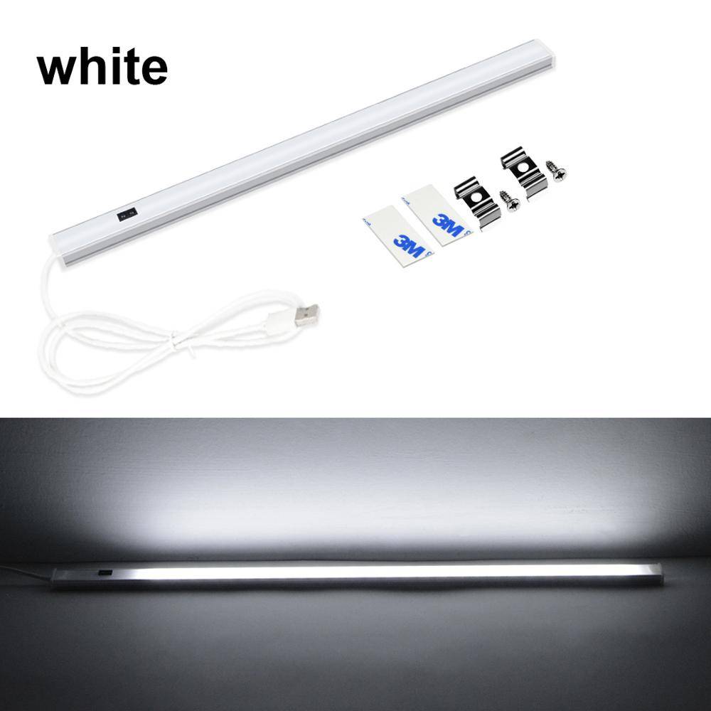 5v usb led bar ljus hand scan rörelse ir sensor garderobslampa 30/40/50cm aluminiumprofil led strip kök bakgrundsbelysning - Vit / 50cm