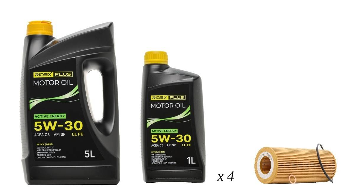 RIDEX PLUS 100908O0121P Oljebyteskit (oljefilter + motorolja)