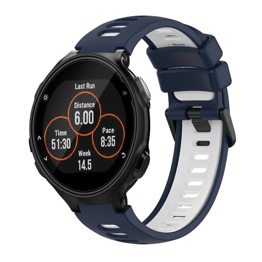 Garmin Forerunner 735 / 735XT To-farvet urrem i silikone - Blå/Hvid