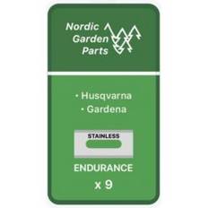 9 x Endurance Knive til Husqvarna Robotplæneklipper Rustfrit Stål 0,75mm 595 08 44-01 (61-063) inkl. Skruer