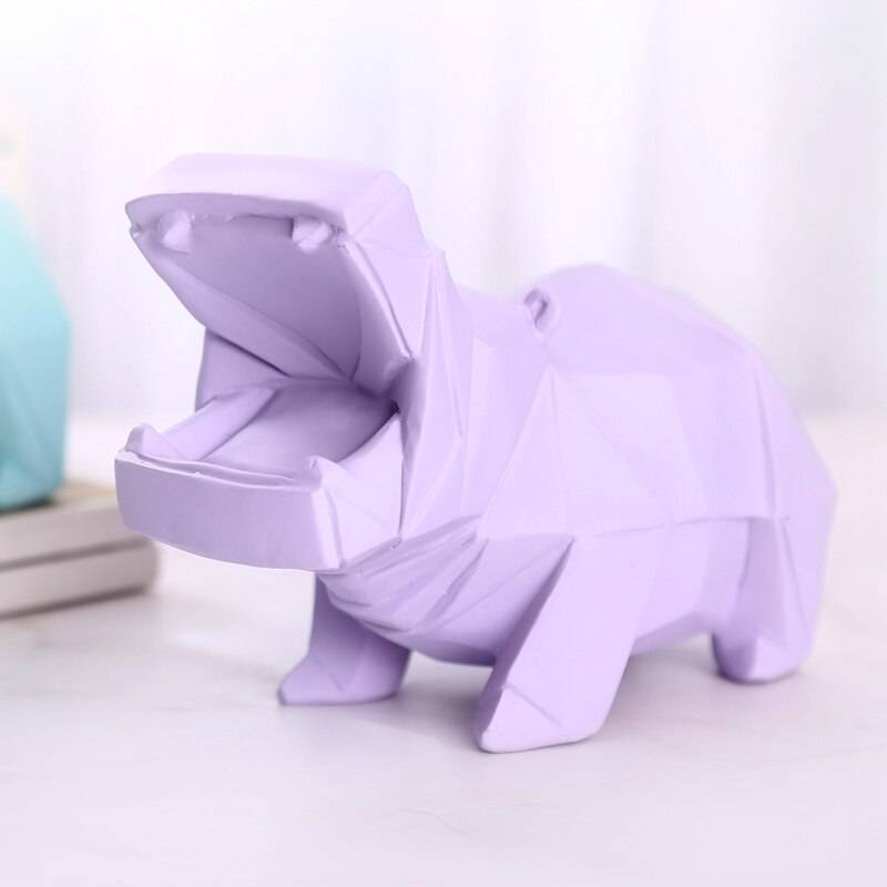 Flodhäst Spargris Resin Rosa - Lila