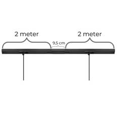 Square lampeskinne til loft til nedhængte lamper (pendler), til 2 lamper, midtertilslutning, sort, 4 meter