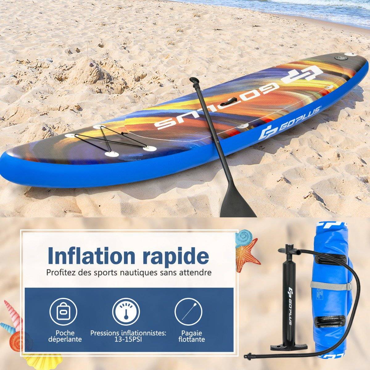 Oppusteligt Stand Up Paddleboard 320 cm, Sæde, 150 kg