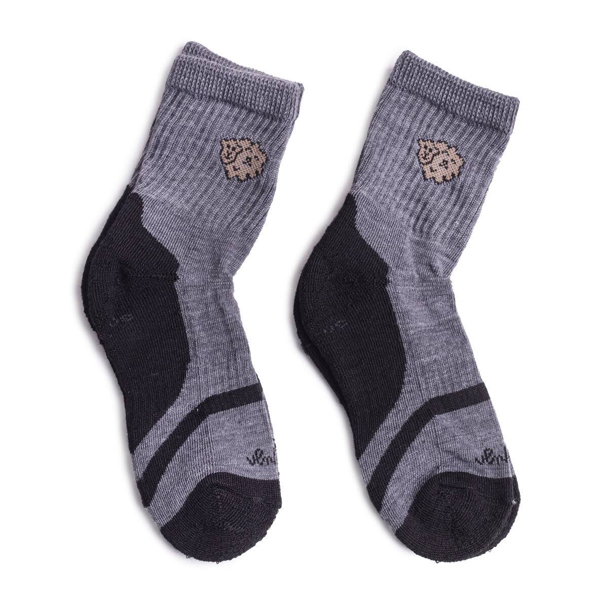 2 par børnesokker Merino mørkegrå størrelse sokker 21-24