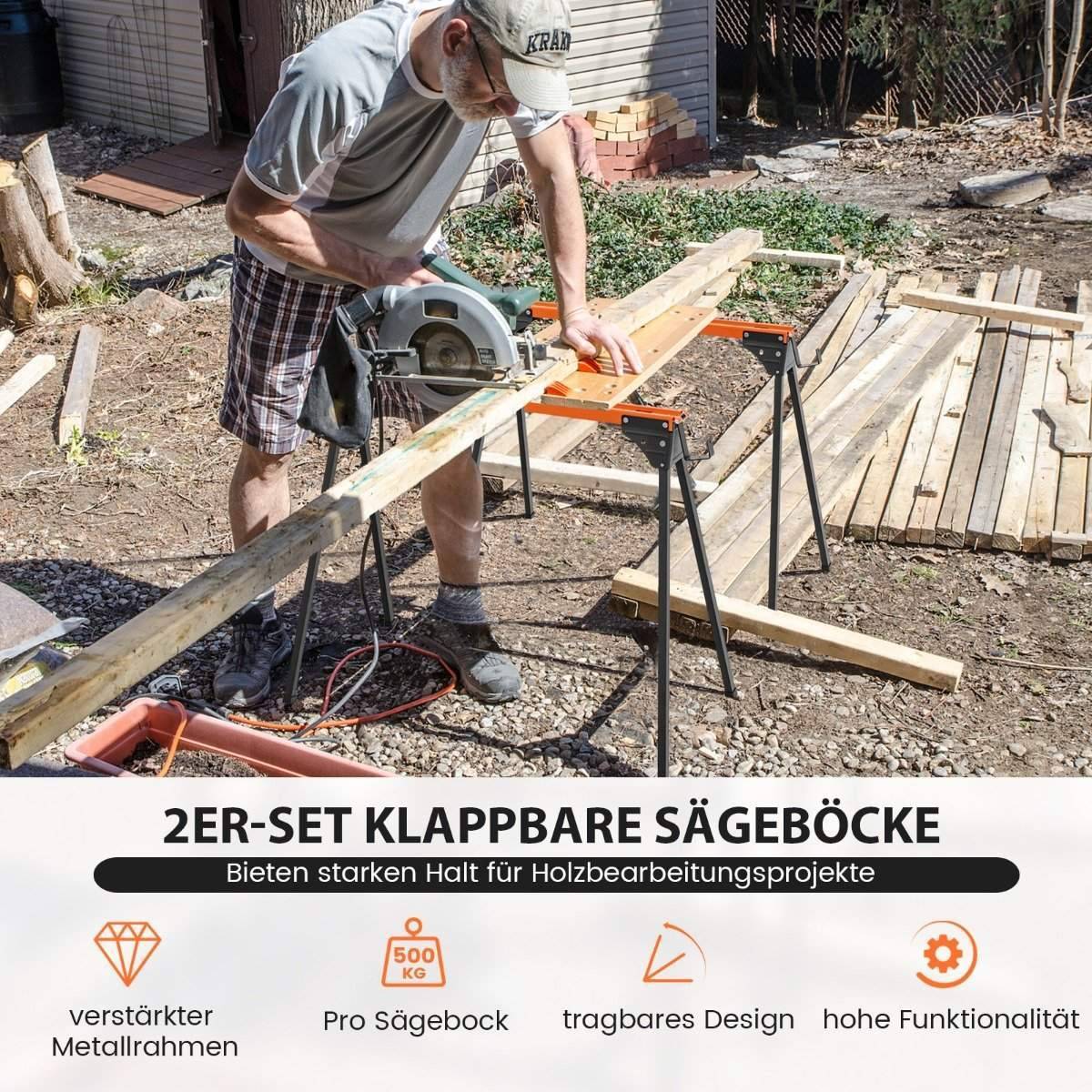 2 x såghäst arbetsbock hopfällbar ställningsbock rymmer upp till 500 kg 96,5 x 47 x 76 cm