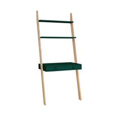 LENO Stigehylde Skrivebord 79x183cm - Asketræ / Grøn