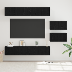 vidaXL TV-bänkset 6 pcs Svart ek 80 x 30 x 30.5 cm Konstruerat trä