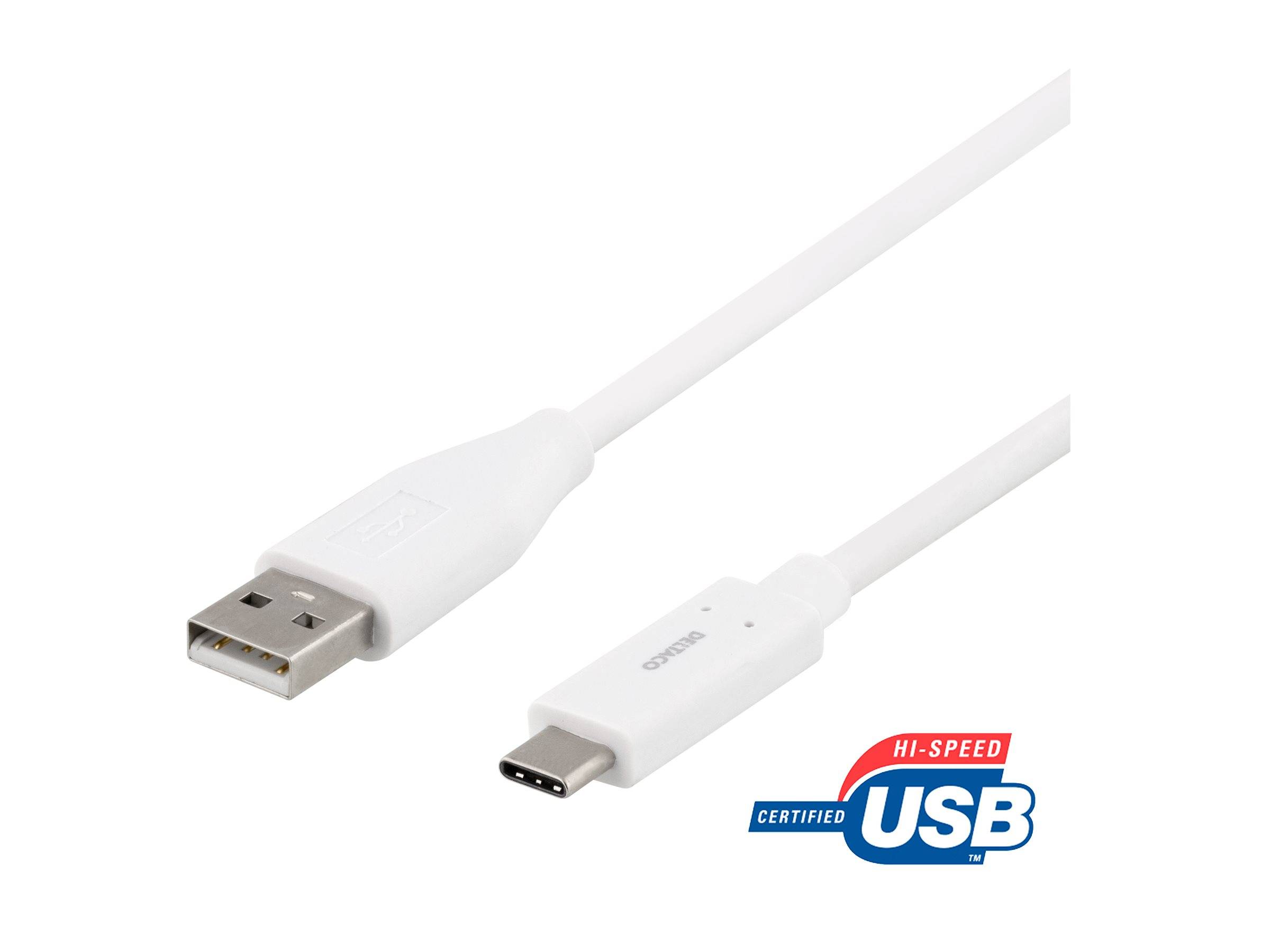 DELTACO USB Type-C kabel 25cm Hvid --> På fjernlager, levevering hos dig 21-07-2026