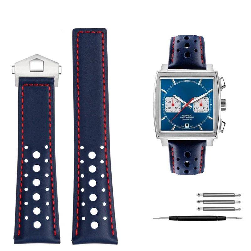 ONE22mm Klocktillbehör För TAG För HEUER Rem MONACO CARRERA Armband Frostat Kalvskinn Kvalitetsläder Klockarmband ArmbandMN