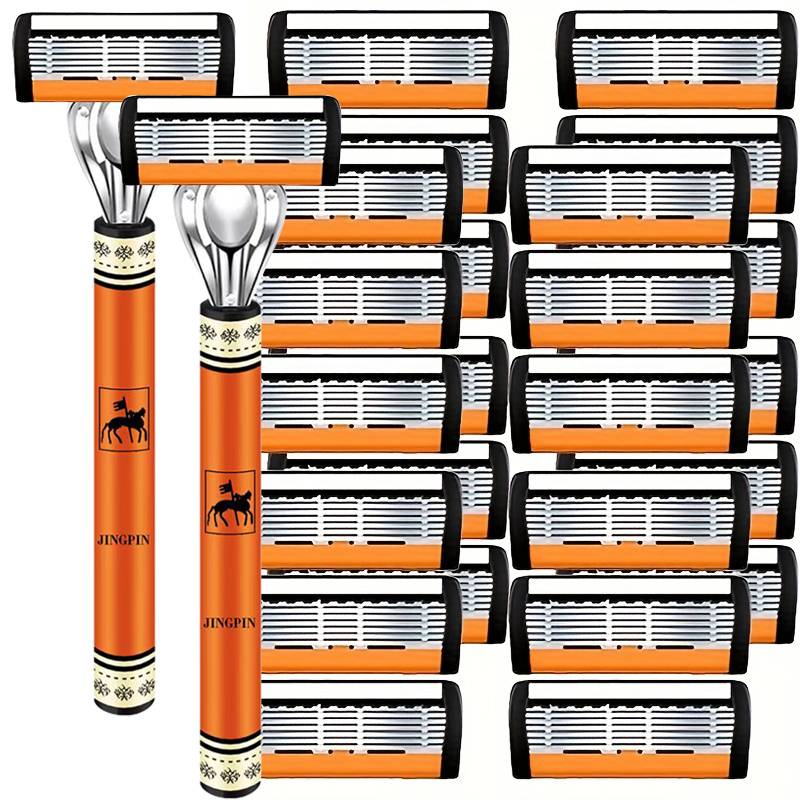 6-Layer Razor Blade, Men's Stainless Steel Blade, Classic Water Washed Razor, Sharp Blade for Clean Shaving