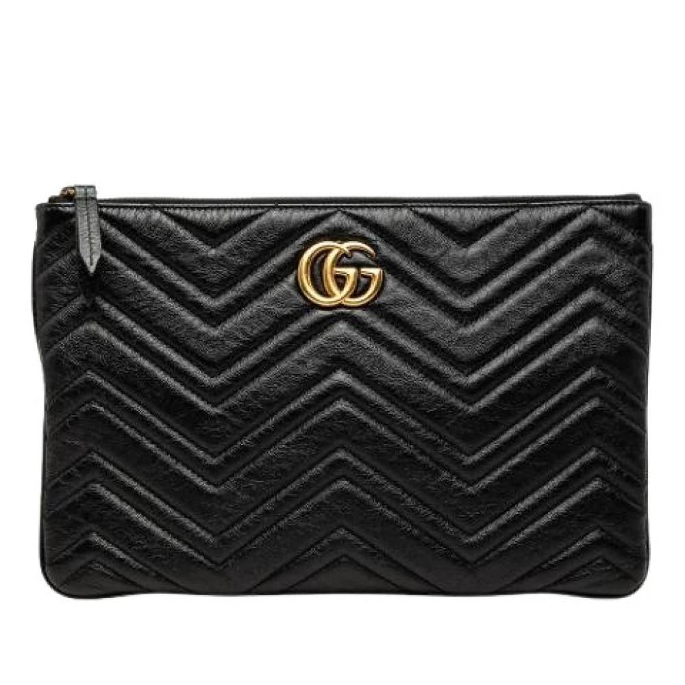 Gucci Vintage Pre-owned Quilted Leather Clutch - Vintage - Dame - Sort - ONE SIZE - Læder