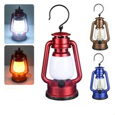 Retro bärbar lampa för utomhuscamping med dynamiskt flammande ljus, batteridriven LED-bordslampa med USB-laddning för nö