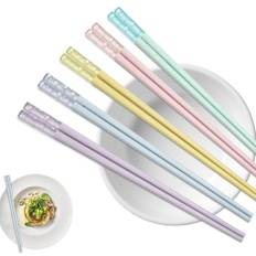 KQDRAVINE Kina chopsticks, 5 par pinnar att äta, ätpinnar diskmaskinssäker, återanvändbara, ätpinnar för kinesiska rätter, japansk sushi (flerfärgad)