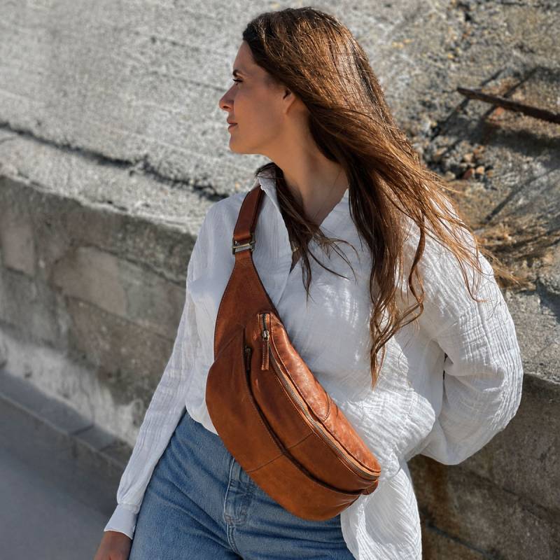 Liberty bumbag - Stor - Blød Cognac bøffelskind - Montana