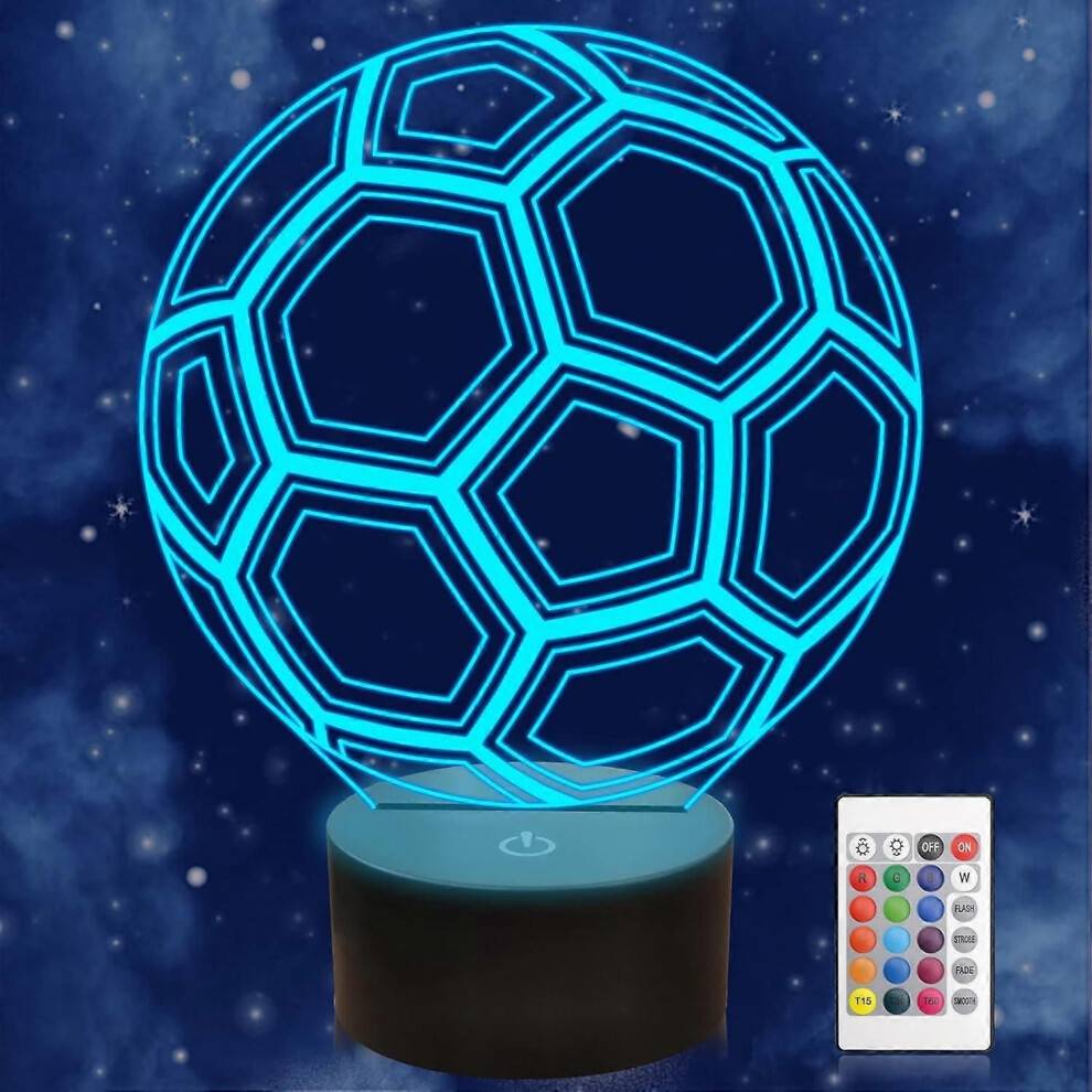 Nattlampa för fotboll för pojkar. Fotboll 3D illusionslampor, nattlampor vid sängen med touch och fjärrkontroll.