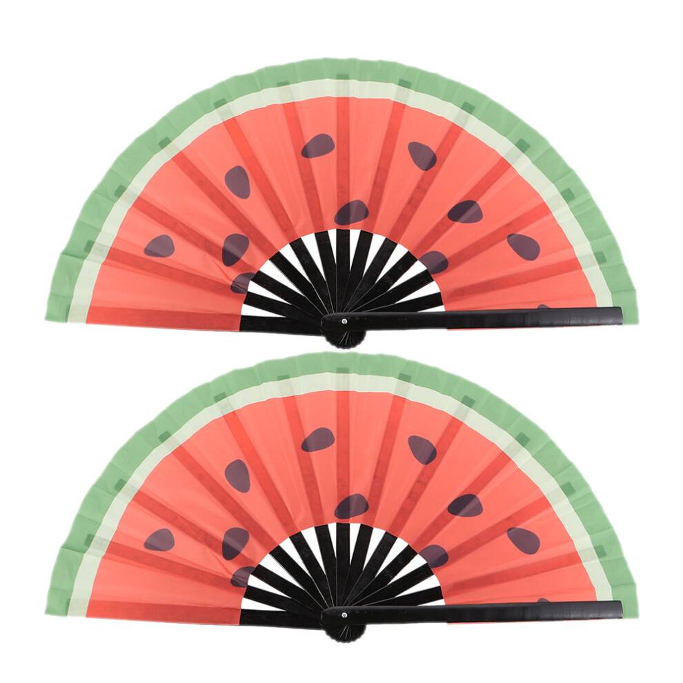 2St Handhållande Fläkt Vattenmelon Vikbar Japansk Stil Scenefläkt