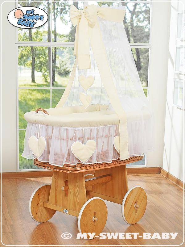 Moses basket with canopy - Amelie cream