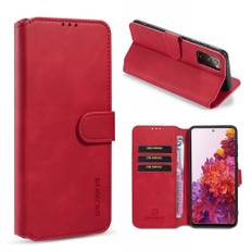 Samsung Galaxy S20 FE / S20 FE 5G - DG MING Retro læder cover / pung - Rød