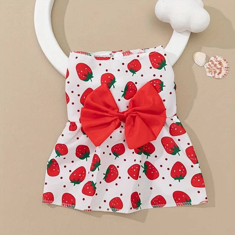 Floral Pet Dress - Soft Sleeveless Outfit for Cats and Small Dogs - RED / M (M)