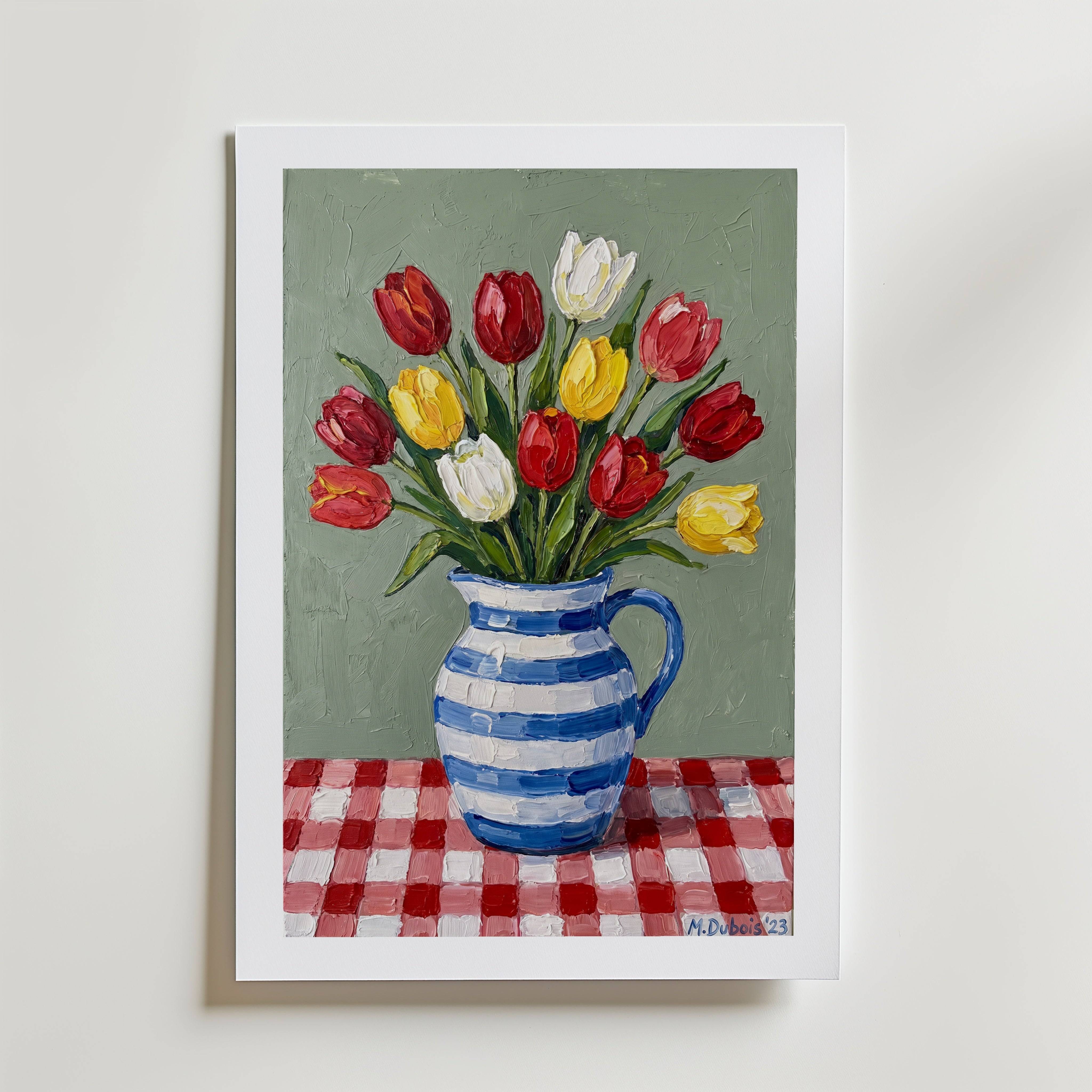 Tulpaner Stilleben Poster - Fine Art Poster 70x100 cm Med passepartout