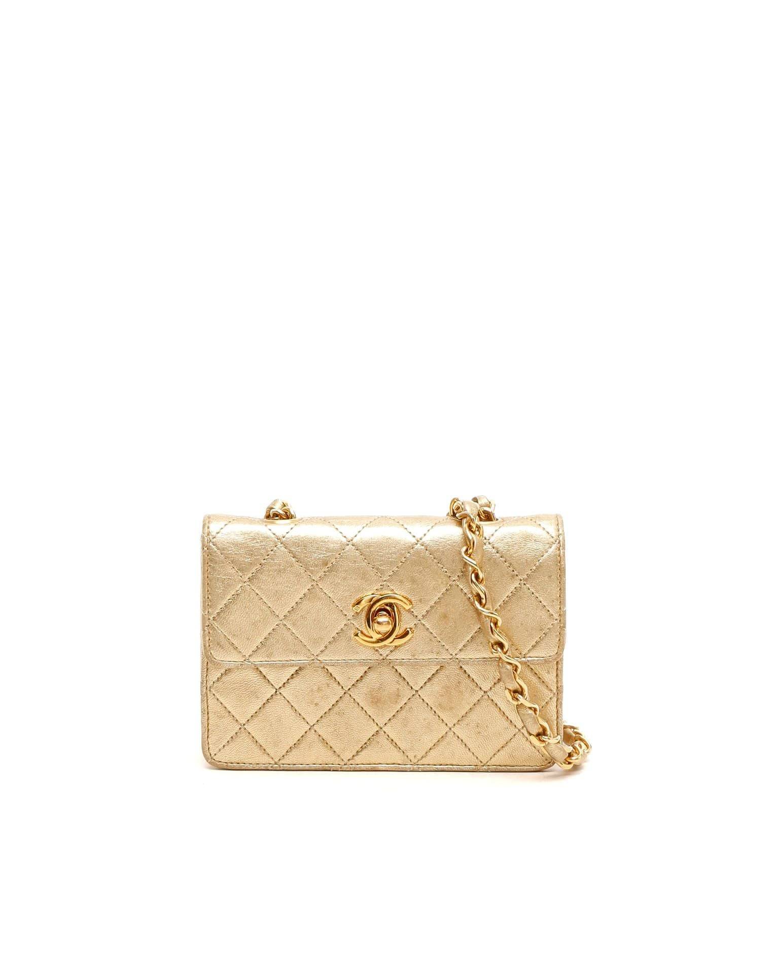 Chanel Classic Micro Single Flap Bag - Gold - One Size