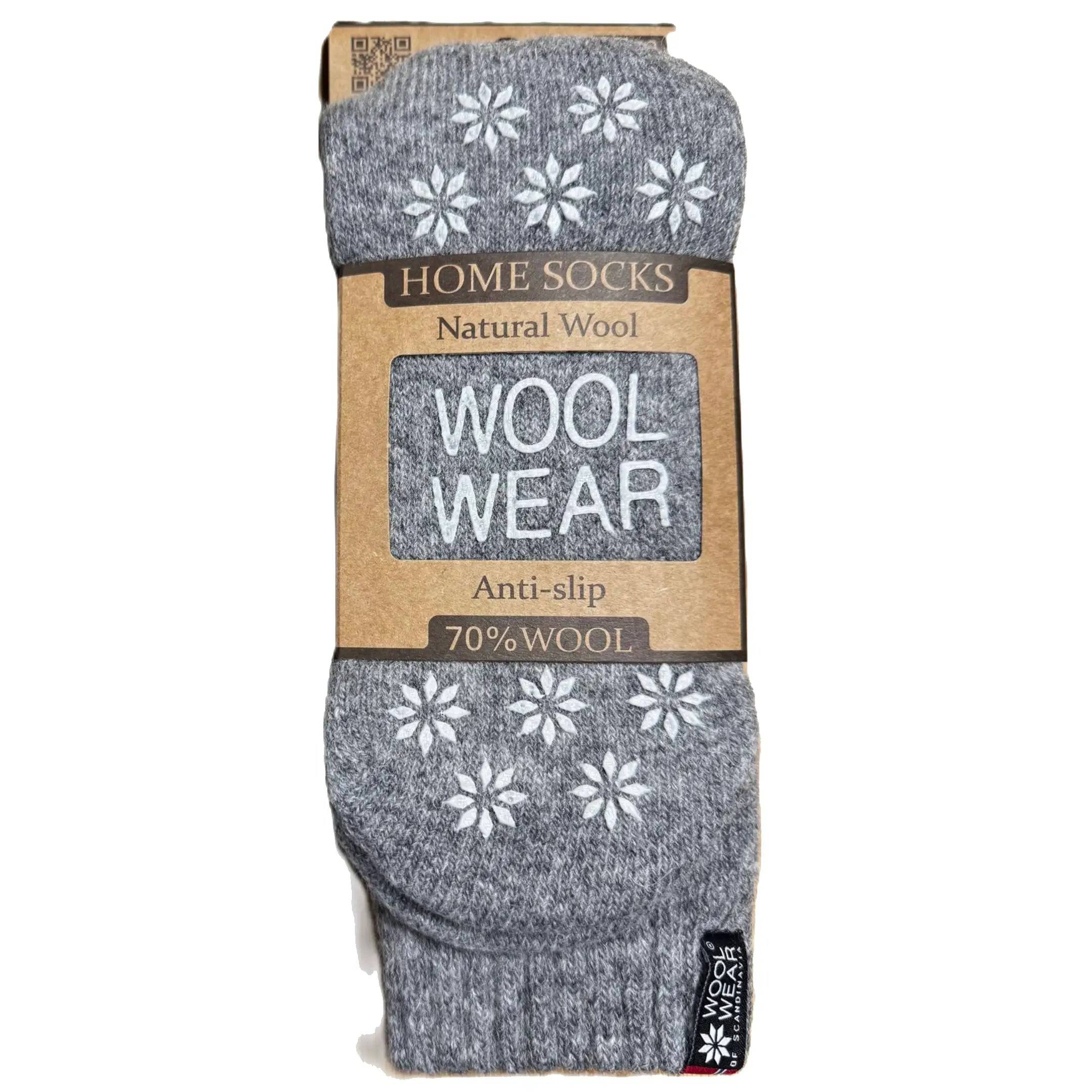 Woolwear skridsikre sokker med silikone dupper - Dark Grey - 39-42