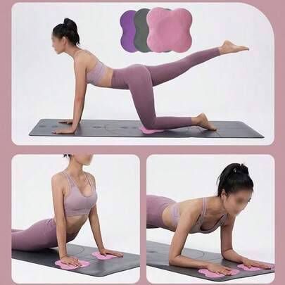 1 st yogamatta, tjock knäskydd för plankstöd och träning, halkfri kudde för att skydda knäna (Purpur,rosa,grå,grön)