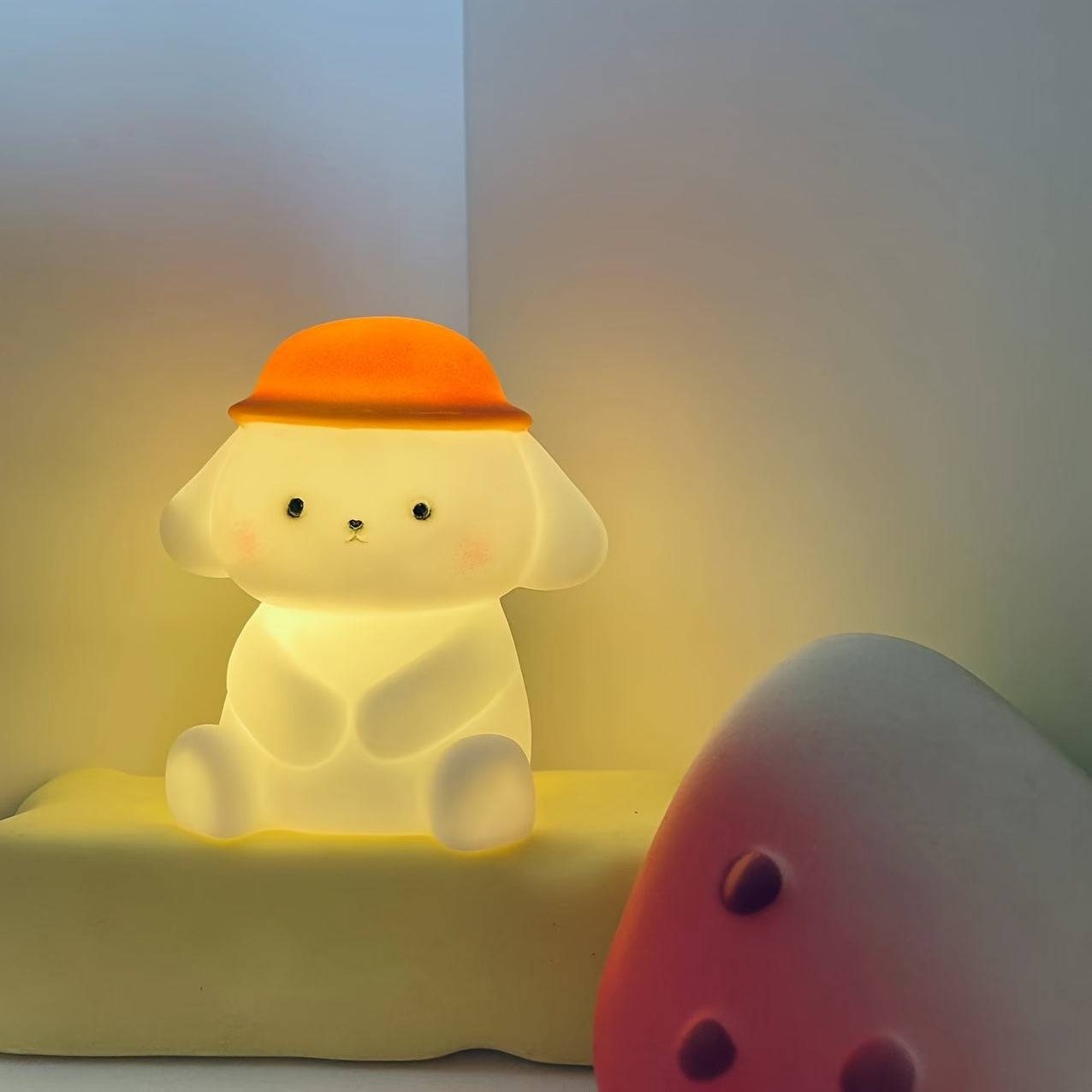 ValpGlow Lampa - Söt LED Nattlampa för Barn - Vit Valp / Universell