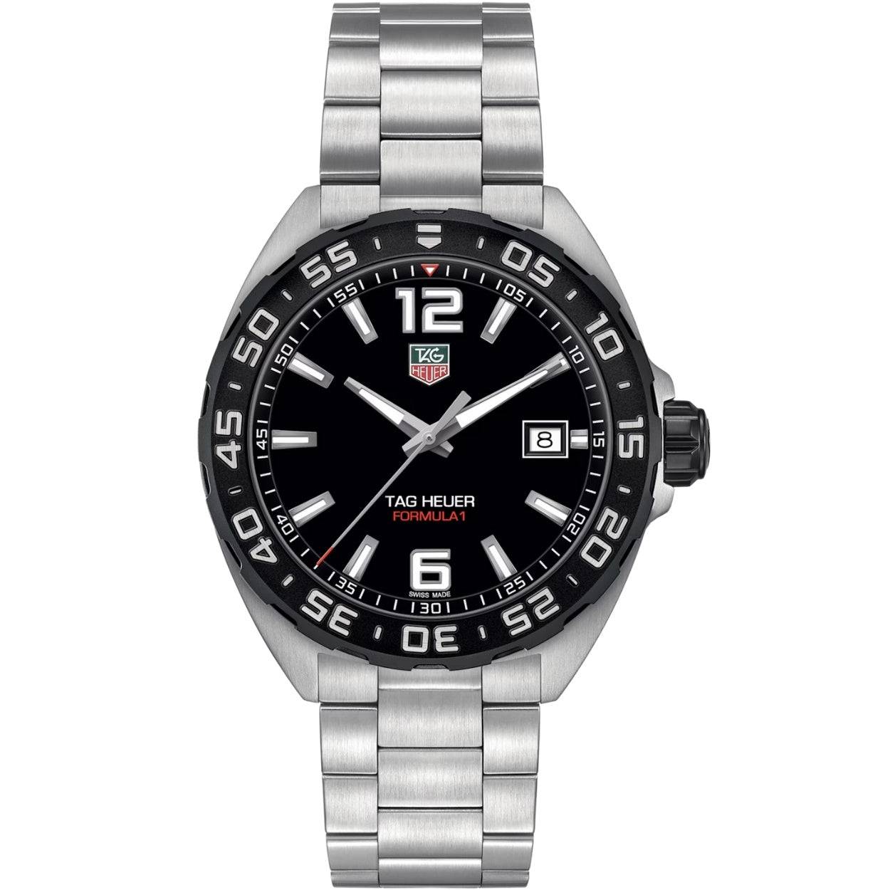 TAG Heuer Formula 1 Date WAZ1110.BA0875 | Herrklocka med Svart urtavla | 41 mm | Quartz | Rostfritt stål | Armbandsur