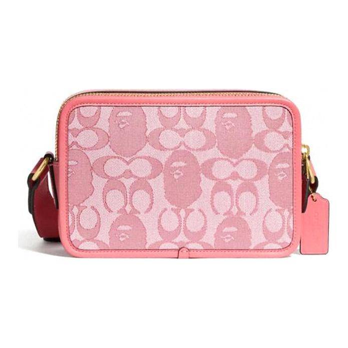 Coach X Bape Box 23 Collaboration Box Chambray All Over Print Jacquard Fabric Mixed Glove Tanned Leather Shoulder Crossbody Bag Medium C4516-OLRRJ Basic Set (Bag+Dust Bag)