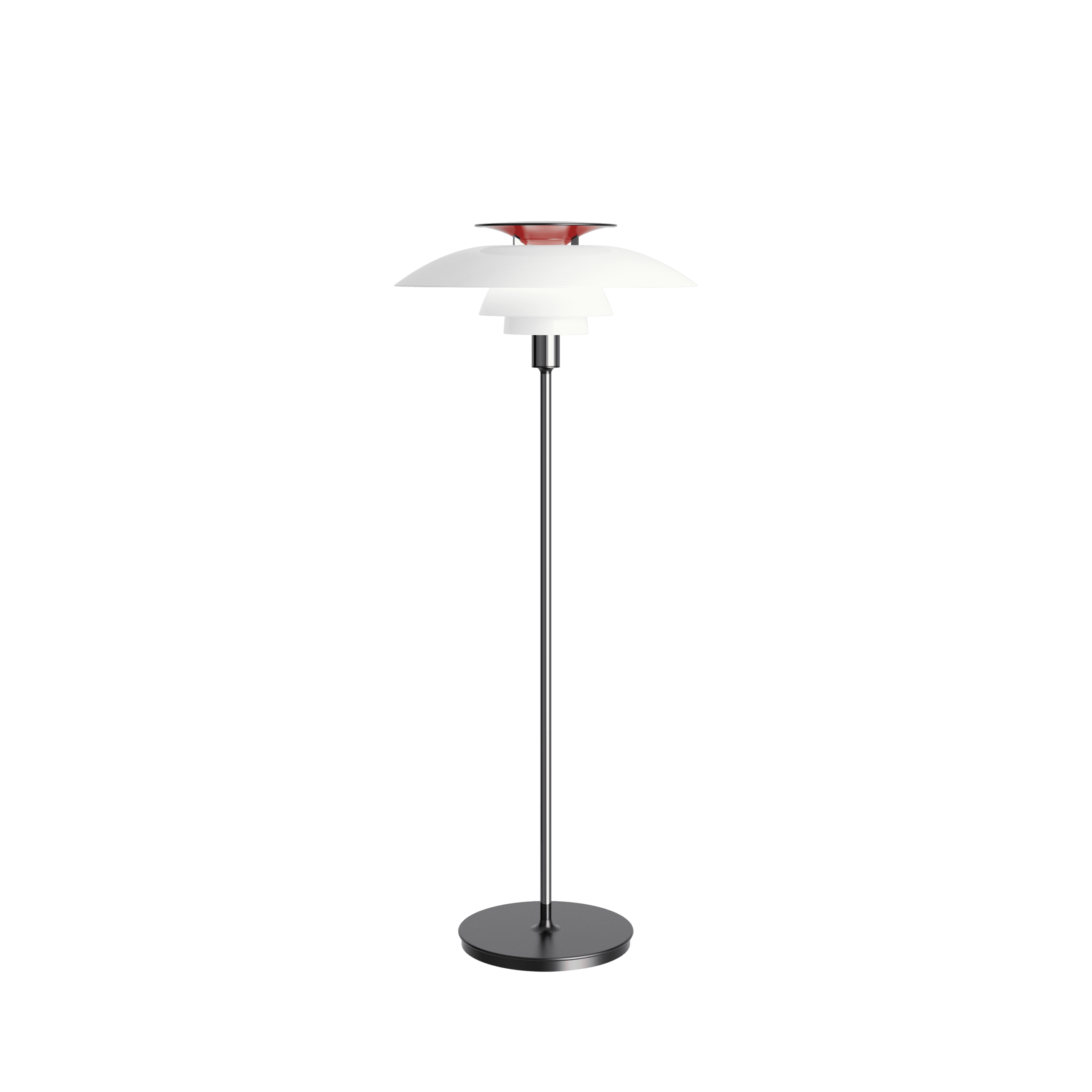 PH 80 Gulvlampe Hvid opalt akryl/højglansforkromet.