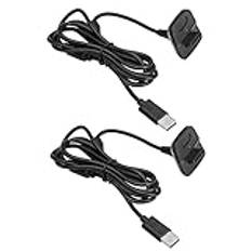 Laddare för Xbox 360-kontroll, 2-pack USB-laddningskabel kompatibel med Microsoft Xbox 360 Slim trådlösa spelkontroller, 1,5 m