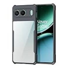 teroxa Kompatibel med Oneplus nord 4 fodral, transparent baksida design hörn airbag skydd mjuk TPU stötfångare skydd för One Plus nord4 (svart)