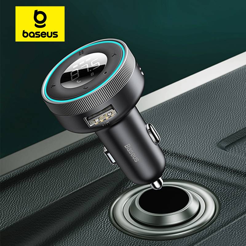 Baseus Car FM Transmitter 5.0 Bluetooth Car Charger Music Adapter 3.4A Dual USB MP3 Player Radio Handsfree Audio FM Modulato