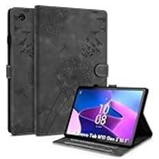 Rostant fodral för Lenovo Tab M10 3rd Gen 10,1 tum maskros PU-läder Lenovo Tab M10 3rd Gen Flip Case plånbok fodral för Lenovo Tab M10 3rd Gen 10,1 tum 2022 TB-328FU/TB-328XU svart