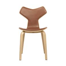 Fritz Hansen - 4130 Grand Prix, Ek, Framsidesklädd, Tyg, Hallingdal 130 - Matstolar - Arne Jacobsen - Grå - Metall/Trä/Textilmaterial