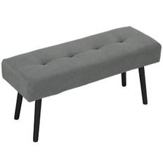 Klädd bänk med manchesteröverdrag, sängbänk med metallben, skobänk 100 x 36 x 45 cm grå