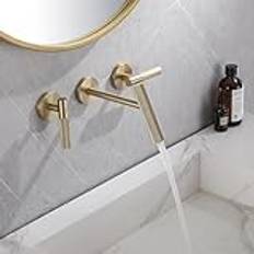 bathroom mixer tap wall mounted basin tap brass dual lever basin mixer taps bathroom sink tap, gold