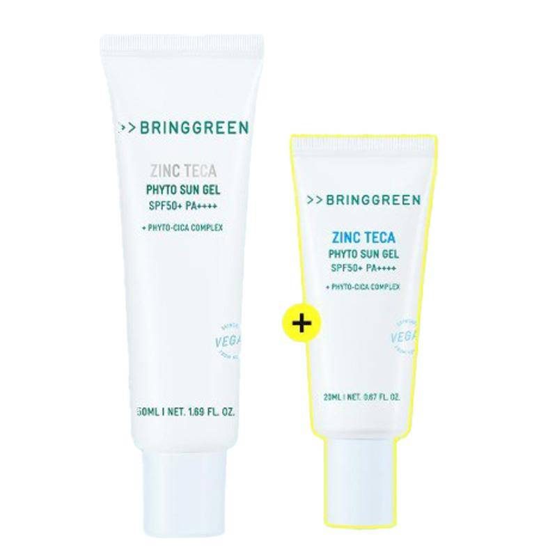 BRING GREEN Zinc Teca Phyto Sun Gel SPF50+ PA++++ Soothing Centella Sunscreen 50ml Set