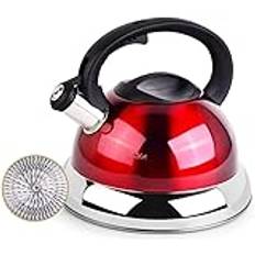 Tea Kettle Whistling Kettle,4L Stovetop Induction Whistling Kettle 304 Stainless Steel Teakettle Teapot Coffee Pot With Insulation Handle For Gas Electric & Induction Hobs Stove Top Whistling Tea Ket